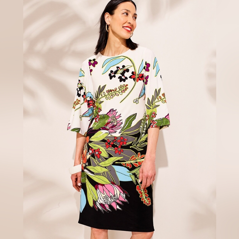 Chico's tropical print kimono sleeve dress